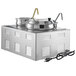 A stainless steel Avantco countertop food cooker and warmer pot with two handles and a lid.