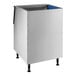 An Avantco stainless steel ice storage bin with a blue lid.