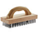 A Carlisle wooden butcher block brush with steel bristles and a handle.