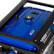 A blue and black DuroMax portable generator with a wheel kit.