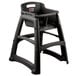 A black Rubbermaid high chair with a plastic seat.