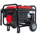 A DuroStar portable dual fuel generator with a red engine and wheel kit.