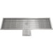 a rectangular metal grate with a square hole