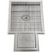 A stainless steel Eagle Group water tempering trough with a metal grid cover.