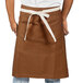 a close-up of a brown apron