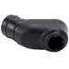 A black plastic Robot Coupe spout connector with a small hole.