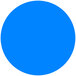 A blue circle with a white background.