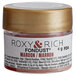 A small container of Roxy & Rich Maroon Fondust hybrid food color with a label.