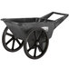 A black Rubbermaid Big Wheel Cart with black wheels.