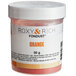A plastic container of Roxy & Rich orange powder with a white label and lid.