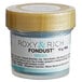 A plastic jar of Roxy & Rich Turquoise Fondust with a plastic lid.