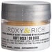 A small container of Roxy & Rich Soft Gold Sparkle Dust powder with a silver lid.