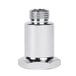 A silver spring body with a cap on a white background.