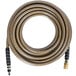 A coiled Simpson pressure washer hose with black handles.