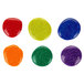 A group of round colorful blobs, each with a different color of glitter.