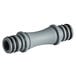 A grey plastic pipe with two black rubber inserts.