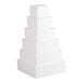 A six-tiered square white foam cake dummy kit.
