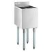A Regency stainless steel underbar ice bin with legs and bottle holders.