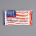 A plastic bag of Fresh Towel moist towelettes with an American flag design.