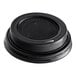 A Choice black plastic lid for an 8 oz. paper cup with a button.