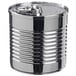 A silver plastic tin can with a lid.