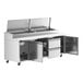 An Avantco stainless steel pizza prep table with 2 drawers.