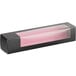 A black rectangular Solia box with a clear plastic window and a pink lid.