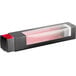 A black box with a clear window and pink inside holding Solia Gourmandine macaron boxes.