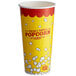 a yellow container with popcorn on it