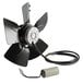 A close-up of a black Avantco Ice condenser fan with a wire.