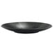 A semi-matte black Front of the House spiral ink porcelain plate.