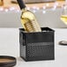 An American Metalcraft black square hammered beverage tub holding a wine bottle.