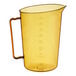 A yellow Cambro measuring cup with a handle.