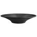 A Front of the House spiral ink semi-matte black porcelain flare bowl.