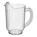 A Carlisle clear plastic pitcher with a handle.