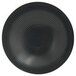 A black bowl with a circular spiral design.