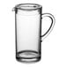 A Carlisle clear polycarbonate pitcher with lid and pour lip.