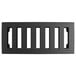 A black rectangular plastic rack with slotted top.