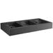 A black rectangular Regency end cap with three spots for cases.