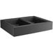 a black rectangular sink with a hole