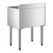An 18 inch by 24 inch stainless steel underbar ice bin with bottle holders and a sliding lid.