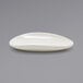 A white oval object on a gray background.