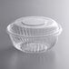 A Dart clear plastic container with a lid.