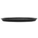A black oval polypropylene pizza tray with a grid pattern.