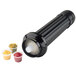 a black cylinder with a white rubber tube