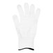 A white San Jamar cut-resistant glove with black trim on the cuff.