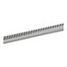 A close-up of a serrated metal cutter bar.