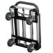 A black and silver Wesco Industrial Products telefolding platform truck with black wheels.