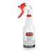 A white Rubbermaid spray bottle with a red sprayer.