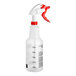 A white plastic spray bottle with a red and white Rubbermaid label and a red handle.